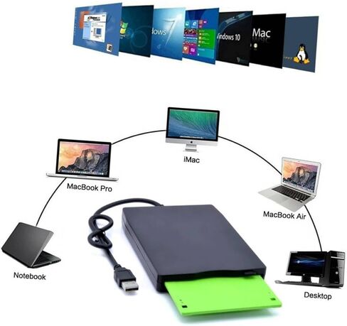 External USB Floppy Disk Drive Portable 1.44MB Black Plastic in Kuwait