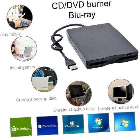 External USB Floppy Disk Drive Portable 1.44MB Black Plastic in Kuwait