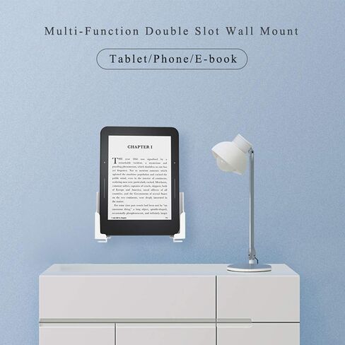Adhesive Rack Wall Mount Universal Dock for Tablet Smartphone eReader Remote Control Holder Stick on Wall, Fits for iPad Samsung Google Surface, 3M Adhesive or Screws Installation Available,White in Kuwait