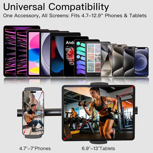 Spin Bike Tablet Holder Super Crab Handlebar Climp Mount for Gym,Treadmill,Stroller,Handlebar,Shopping Cart,Golf Cart Compitable with 4.7~12.9" iPad Switch iPhone e-Reader in Kuwait