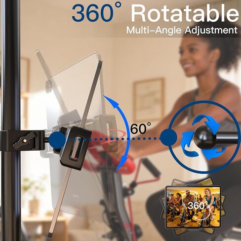 Spin Bike Tablet Holder Super Crab Handlebar Climp Mount for Gym,Treadmill,Stroller,Handlebar,Shopping Cart,Golf Cart Compitable with 4.7~12.9" iPad Switch iPhone e-Reader in Kuwait
