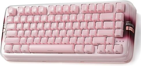 XVX x CoolKiller CK75 SE 75% Tri-Mode Mechanical Keyboard, Gasket Mount Hot-Swap Linear Switch, Crystal Jelly Transparent Keyboard with Full RGB for Gaming and Office-Pink in Kuwait