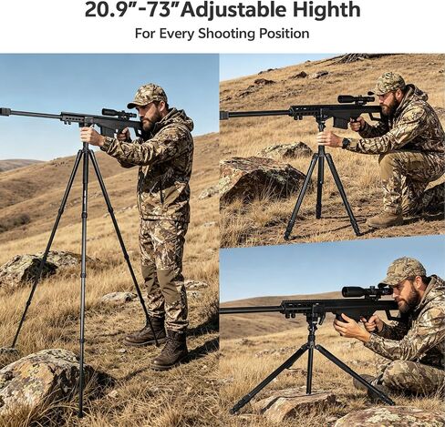 TONYBOO Aluminum Hunting Tripod with Shooting Saddle, Heavy Duty CNC Machining Shooting Tripod with Rifle Gun Clamp & V Yoke, Adjustable 20.9"-73" Height for Precision Shooting in Saudi Arabia