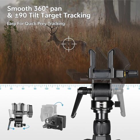 TONYBOO Aluminum Hunting Tripod with Shooting Saddle, Heavy Duty CNC Machining Shooting Tripod with Rifle Gun Clamp & V Yoke, Adjustable 20.9"-73" Height for Precision Shooting in Saudi Arabia