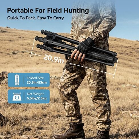 TONYBOO Aluminum Hunting Tripod with Shooting Saddle, Heavy Duty CNC Machining Shooting Tripod with Rifle Gun Clamp & V Yoke, Adjustable 20.9"-73" Height for Precision Shooting in Saudi Arabia