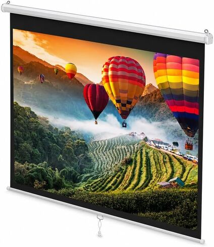Pyle Manual Pull Down Projector Screen, Universal 84 inch Roll Down Retractable Manual Projection Screen with Auto Locking, Adjustable Screen Height, Black Masking Border, 50.3" x 67.3" in Saudi Arabia