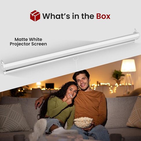 Pyle Manual Pull Down Projector Screen, Universal 84 inch Roll Down Retractable Manual Projection Screen with Auto Locking, Adjustable Screen Height, Black Masking Border, 50.3" x 67.3" in Saudi Arabia
