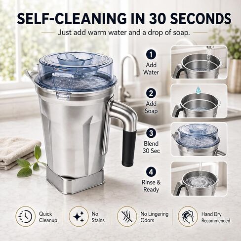 64 Oz Stainless Steel Blender Replacement Pitcher Jar, Compatible with Ascent Series, Fits 5200 5000 6300 VM0103 VM0197 E310 A2500, With Built‑in Recognition Chip in Saudi Arabia