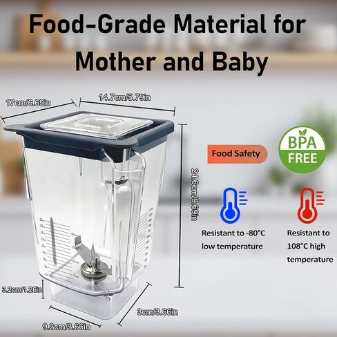 For Blendtec Wildside+ Jar Replacement Pitcher Cup Compatible with Classic/Designer/Professional/Commercial Series Container-36 oz Blending Capacity, 2-year full warranty (Transparent) in Saudi Arabia