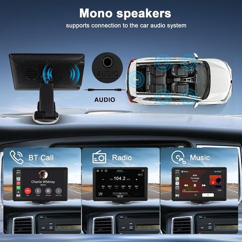 Wireless Carplay & Android Auto Car Radio: 7" Double Din Car Stereo Support Bluetooth/FM Radio/MP3/USB/Aux Input in Kuwait