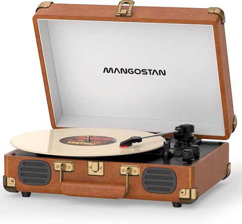 Brown Bluetooth Suitcase Record Player, 3-Speed Turntable in Kuwait