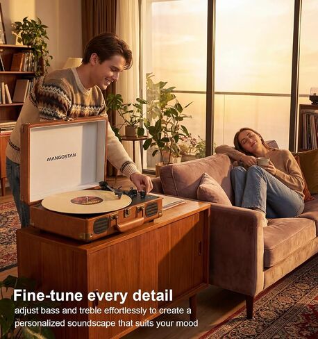 Brown Bluetooth Suitcase Record Player, 3-Speed Turntable in Kuwait