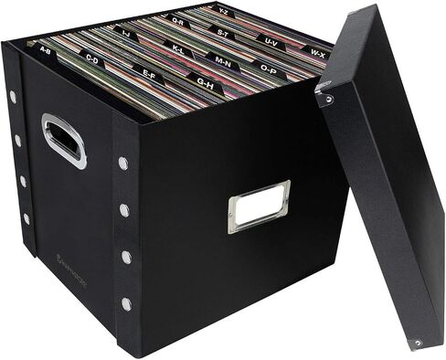Snap-N-Store 12 In Vinyl Record Box, LP Holder, Lid & Guides, Black in Saudi Arabia