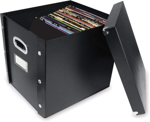Snap-N-Store 12 In Vinyl Record Box, LP Holder, Lid & Guides, Black in Saudi Arabia