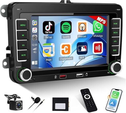 Car Stereo for Volkswagen VW Jetta 2006-2015 with Wireless Apple CarPlay Android Auto, 7" HD Touchscreen Car Radio with Bluetooth, Backup Camera, FM AM RDS, Mirror Link, EQ/USB, Remote Control in Kuwait