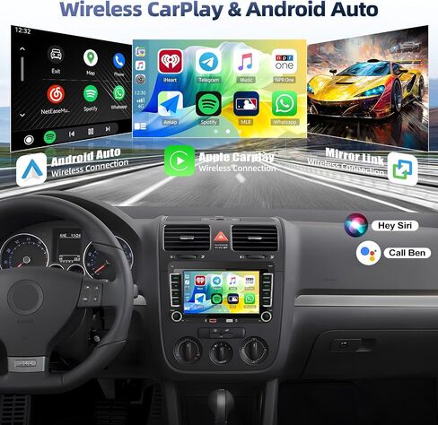 Car Stereo for Volkswagen VW Jetta 2006-2015 with Wireless Apple CarPlay Android Auto, 7" HD Touchscreen Car Radio with Bluetooth, Backup Camera, FM AM RDS, Mirror Link, EQ/USB, Remote Control in Kuwait