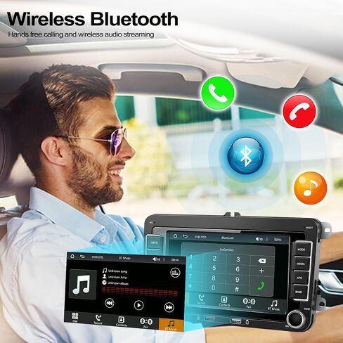 Car Stereo for Volkswagen VW Jetta 2006-2015 with Wireless Apple CarPlay Android Auto, 7" HD Touchscreen Car Radio with Bluetooth, Backup Camera, FM AM RDS, Mirror Link, EQ/USB, Remote Control in Kuwait