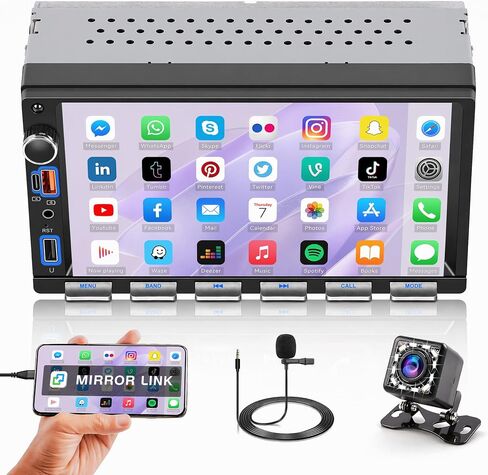 7'' Double Din Radio Car Stereo with Wireless CarPlay Android Auto in Kuwait