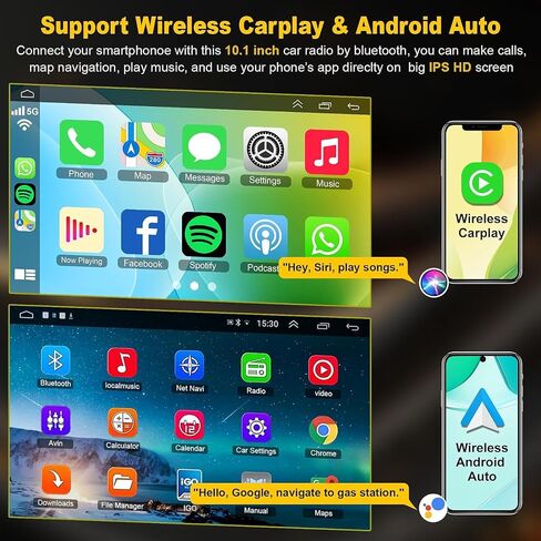 (8 core+64G) Car Radio for Ford F150/F250/F350 2004-2014, 10 Inch QLED Touch Screen Car Stereo with Carplay&Android Auto,GPS, WiFi, Bluetooth,FM,Rear View, DSP, Android 15 in Kuwait