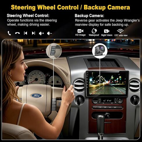 (8 core+64G) Car Radio for Ford F150/F250/F350 2004-2014, 10 Inch QLED Touch Screen Car Stereo with Carplay&Android Auto,GPS, WiFi, Bluetooth,FM,Rear View, DSP, Android 15 in Kuwait