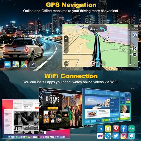 (8 core+64G) Car Radio for Ford F150/F250/F350 2004-2014, 10 Inch QLED Touch Screen Car Stereo with Carplay&Android Auto,GPS, WiFi, Bluetooth,FM,Rear View, DSP, Android 15 in Kuwait