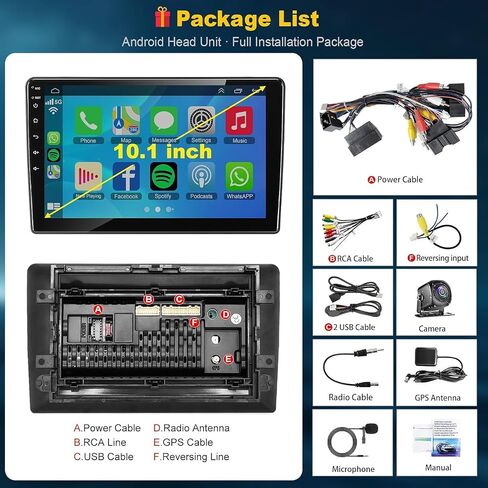 (8 core+64G) Car Radio for Ford F150/F250/F350 2004-2014, 10 Inch QLED Touch Screen Car Stereo with Carplay&Android Auto,GPS, WiFi, Bluetooth,FM,Rear View, DSP, Android 15 in Kuwait