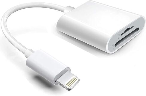 Lightning to SD & TF Card Reader Adapter, Apple MFi Certified 2 in 1 Micro SD TF Memory Card Dual Slot Dongle Cord for iPhone 14 13 12 11 X XS XR 8 7 Plus, iPad, Plug and Play, White in Kuwait