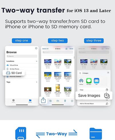 Lightning to SD & TF Card Reader Adapter, Apple MFi Certified 2 in 1 Micro SD TF Memory Card Dual Slot Dongle Cord for iPhone 14 13 12 11 X XS XR 8 7 Plus, iPad, Plug and Play, White in Kuwait