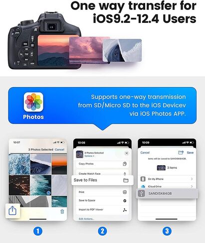 Lightning to SD & TF Card Reader Adapter, Apple MFi Certified 2 in 1 Micro SD TF Memory Card Dual Slot Dongle Cord for iPhone 14 13 12 11 X XS XR 8 7 Plus, iPad, Plug and Play, White in Kuwait