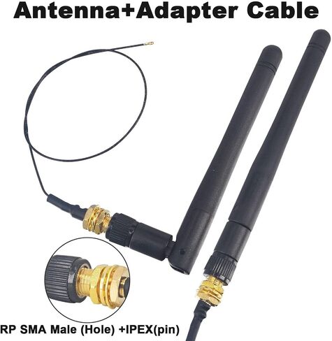 WiFi Antenna Dual Band 2.4Ghz/5Ghz/5.8 GHz RP-SMA Male WiFi Aerial and 25cm U.FL MHF4 to RP-SMA Female Pigtail 0.81mm for Wireless Mini-PCI Express PCIE Network Card Adapter in Saudi Arabia