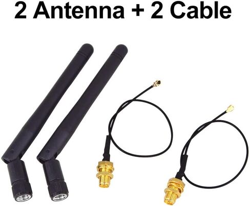 WiFi Antenna Dual Band 2.4Ghz/5Ghz/5.8 GHz RP-SMA Male WiFi Aerial and 25cm U.FL MHF4 to RP-SMA Female Pigtail 0.81mm for Wireless Mini-PCI Express PCIE Network Card Adapter in Saudi Arabia
