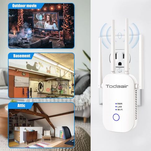 1200Mbps WiFi Range Extender Signal Booster, Covers up to 3500Sq. ft and 35 Devices, 2.4 & 5GHz Dual Band WiFi Repeater with Ethernet/LAN Port in Kuwait