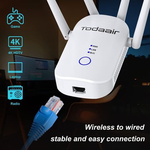 1200Mbps WiFi Range Extender Signal Booster, Covers up to 3500Sq. ft and 35 Devices, 2.4 & 5GHz Dual Band WiFi Repeater with Ethernet/LAN Port in Kuwait