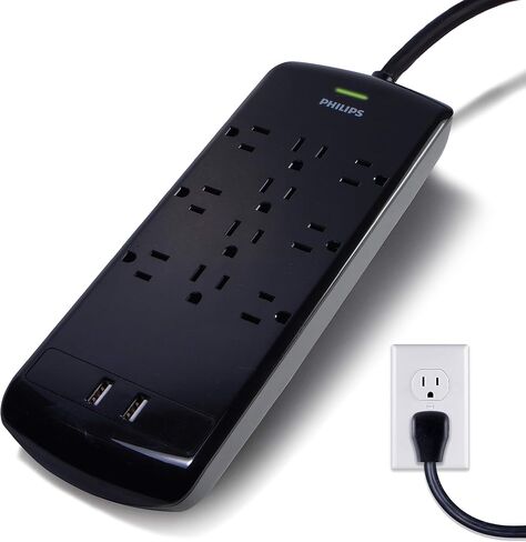 Philips 3-Outlet Grounded Mini Extension Cord, 5 Inch Indoor Extension Cord in Kuwait