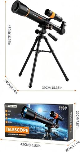 Astronomical Telescope Refractor Telescope with Tripod Eyepiece Pair Phone Mount for Clear Night Scenes and Smooth, 1003-1 Telescope with 2 Eyepieces, Eyecup, Lens Cloth, Manual, Phone Clip in Kuwait