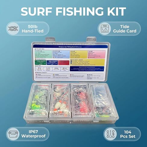 9-Pack Pompano Rigs for Surf Fishing - 50lb Double Hook Bottom Rig in Kuwait