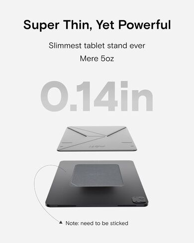 MOFT Snap Tablet Stand Holder, Foldable and Adjustable in Portrait/Landscape, Ultra-Slim Design iPad Stand for Desk, Compatible with 9.7" to 12.9" Tablets, Grey in Kuwait