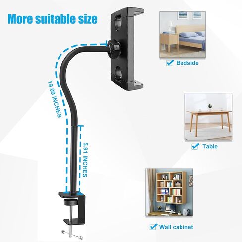 Tablet Holder for Desk, 19 Inch Flexible Gooseneck Tablet Holder iPad Desk Mount, Adjustable Arm Mount for iPad Pro/Air/Mini, Kindle Fire, Galaxy Tabs, All 4.7"-13.5" Tablets and Phones in Kuwait