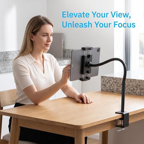 Tablet Holder for Desk, 19 Inch Flexible Gooseneck Tablet Holder iPad Desk Mount, Adjustable Arm Mount for iPad Pro/Air/Mini, Kindle Fire, Galaxy Tabs, All 4.7"-13.5" Tablets and Phones in Kuwait