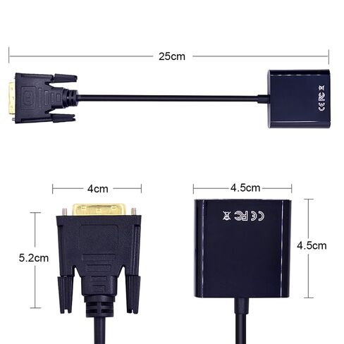 10PCS 1080P DVI-D to VGA Adapter Cable 25Pin Male to 15Pin Female HDTV Converter for PC Computer Monitor Display Card in Kuwait
