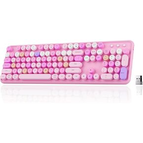 Colorful Wireless Bluetooth Keyboard (Pink Colorful) in Kuwait