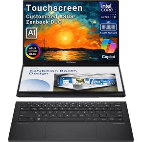 Hotface Customized Laptop, Created Using ASUS Zenbook Duo 2-in-1 Laptop, Dual 14" OLED Touch Display, Intel Ultra 9 285H, 32GB RAM, 1TB/2TB/4TB SSD, Intel Arc 140V, Backlit Keyboard, Win 11, Gray in Kuwait