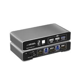 4 Computers 2 Monitors USB 3.0 HDMI KVM Switch 4K@60Hz Dual Monitor, Hotkey & Auto Switching, Aluminum Case, EDID, HDR10, USB 3.0 Audio/Mic, Supports Windows/Mac/Linux, Cables Included in Kuwait