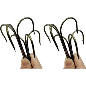 6pcs Classic Bronze Treble Hooks Super Large Sharp Triple Barbed Fish Hook Standard Strength Fishing Hook Size： 12/0 14/0 (Bronze-14/0-6pcs) in Kuwait