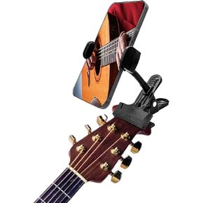 Guitar Phone Holder, Flexible Gooseneck Guitar Phone Mount & Camera Mount Clip, 360° Rotation Phone Holder for Acoustic & Electric Guitar, Bass, Ukulele, Compatible with iPhone, All Smartphones in Kuwait