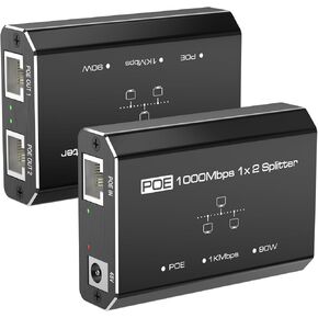 PoE Switch, Gigabit Ethernet Switch, Ethernet Splitter 1 to 2, 2-Port Gigabit PoE Extender, Non-PoE to PoE Adapter, 1000Mbps High Speed for Cat 5e/6/7/8 Cable, Plug & Play in Saudi Arabia