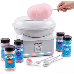 Cotton Candy Maker Machine for Kids with LED Lights – Electric Candy Machine for Kids, Quick Heat-Up, Lidded Bowl – 5-Flavor Bundle - Grey in Kuwait