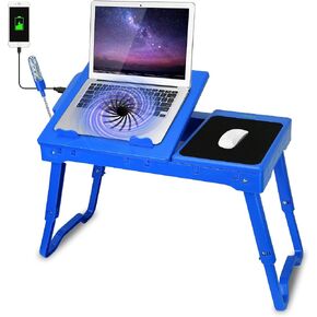 Moclever Laptop Table for Bed-Multi-Functional Laptop Bed Table Tray with Internal Cooling Fan & 2 Independent Laptop Stands-Foldable & 3 Different Height Laptop Desk-LED Lamp-4 Port USB in Kuwait