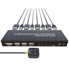4 Port DisplayPort KVM Switch 4K@60Hz with Desktop Remote in Kuwait