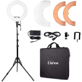 Ring Light, 14'' Dimmable Continuous Circle Lighting Kit Photography Photo Studio Light,YouTube Starter Kit for Makeup, Camera Smartphone and TIK Tok Video Shooting in Kuwait